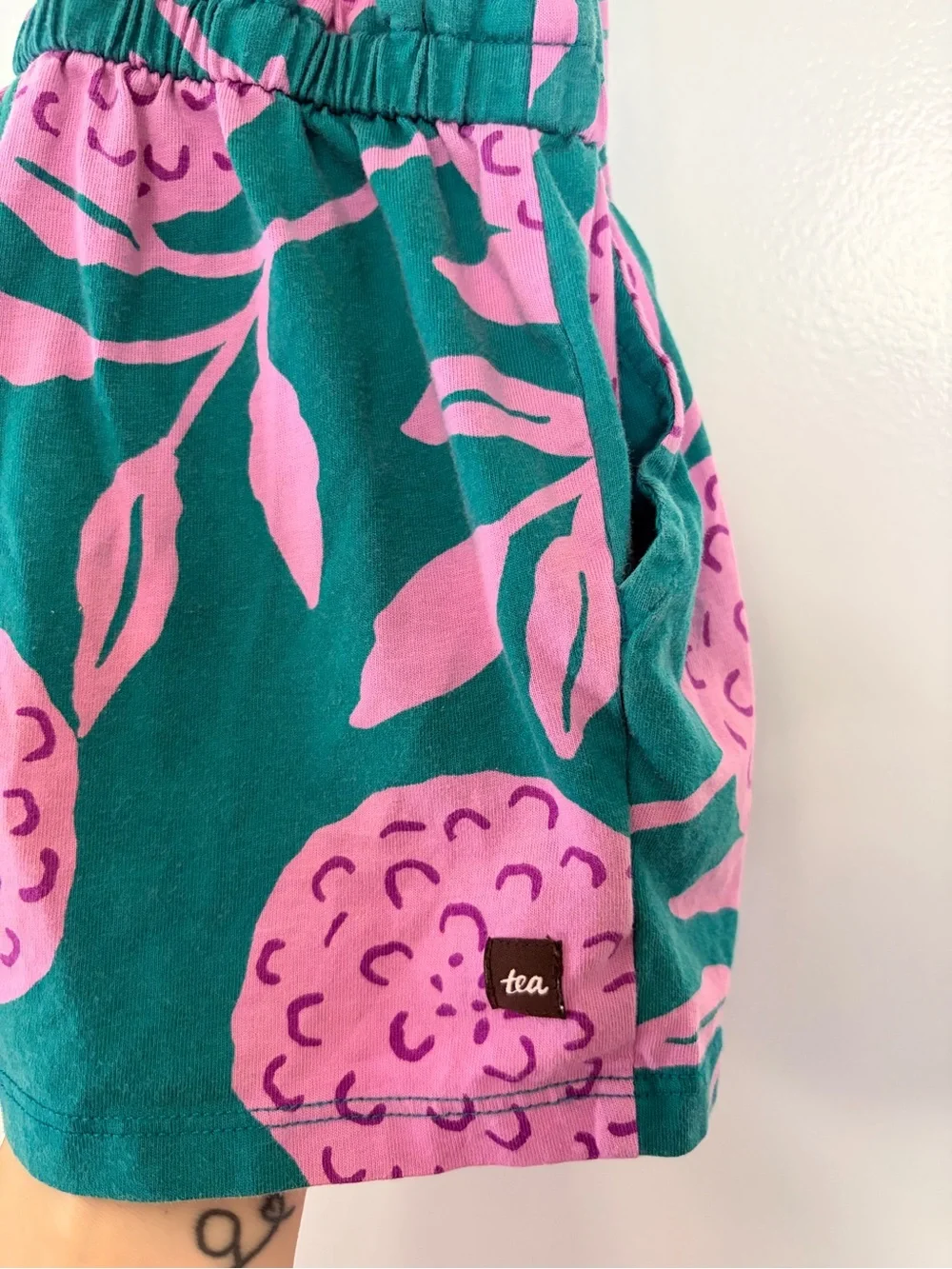 Tea Collection Teal and Pink Floral Romper